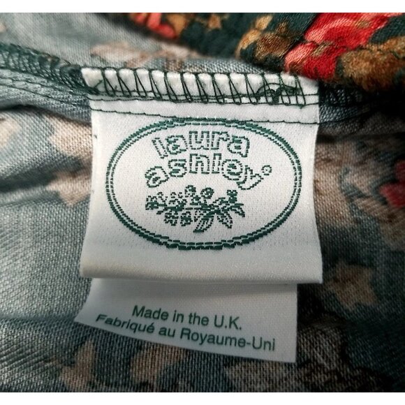 Laura Ashley Vtg Green Floral Pull On Midi Skirt w Pockets Sz M Floral Boho - Picture 3 of 6